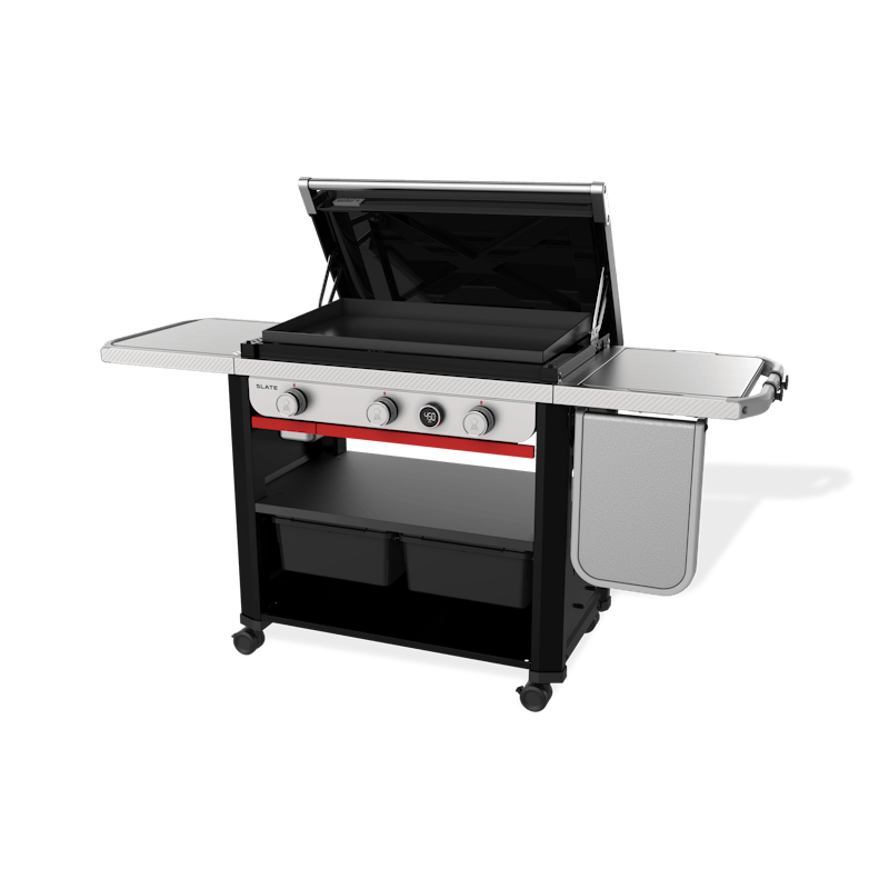 Weber Slate 30" Rust-Resistant 3 Burners Liquid Propane Griddle with extendable side table Black