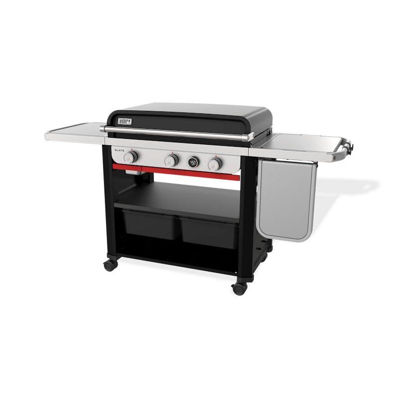 Weber Slate 30" Rust-Resistant 3 Burners Liquid Propane Griddle with extendable side table Black