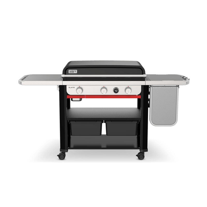 Weber Slate 30" Rust-Resistant 3 Burners Liquid Propane Griddle with extendable side table Black