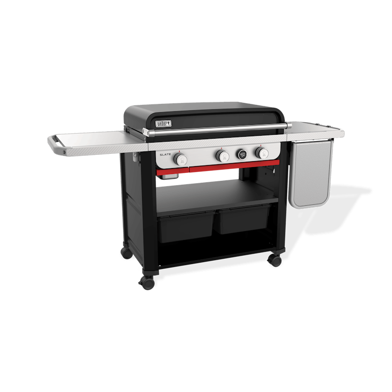 Weber Slate 30" Rust-Resistant 3 Burners Liquid Propane Griddle with extendable side table Black