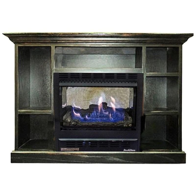 Buck Stove 50" Model 1127 Prestige Combo Vent-Free Gas Stove with Bookcase Mantel