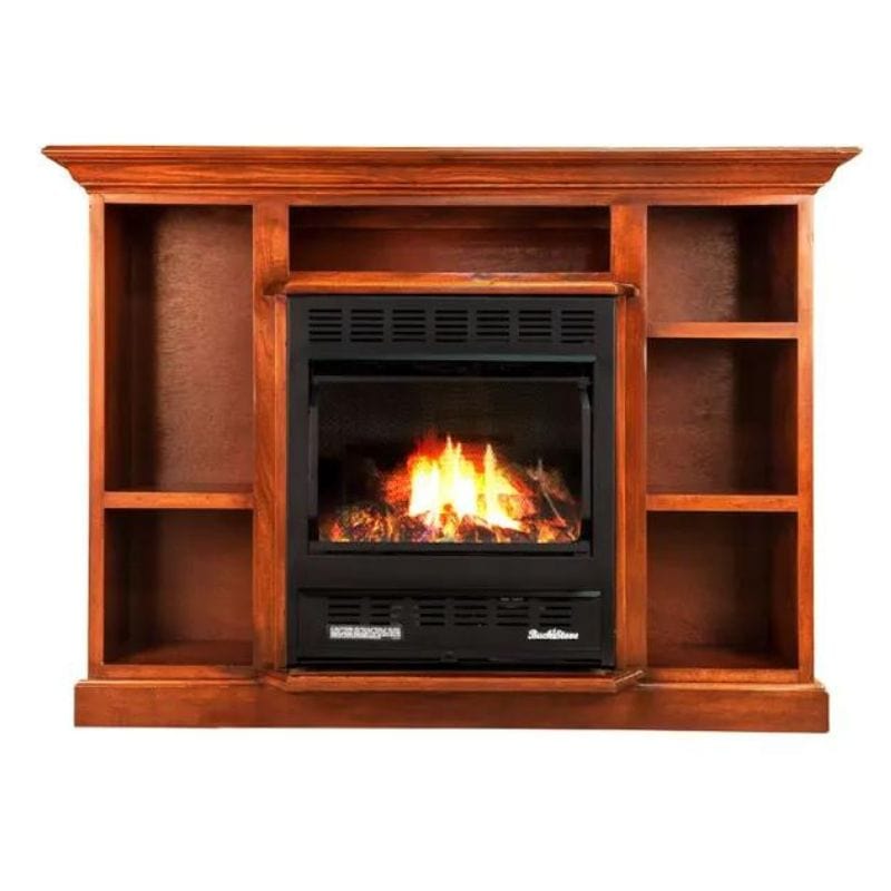 Buck Stove 50" Model 1127 Prestige Combo Vent-Free Gas Stove with Bookcase Mantel