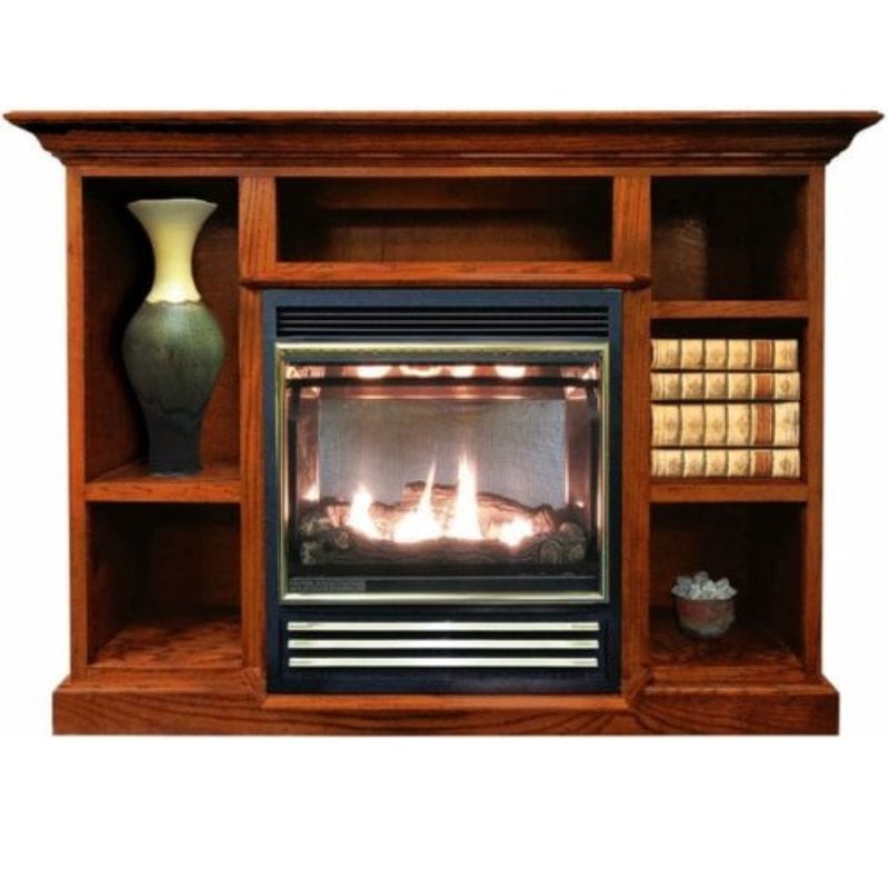 Buck Stove 50" Model 1127 Prestige Combo Vent-Free Gas Stove with Bookcase Mantel