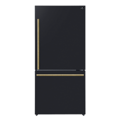 FORNO 31″ Milano Espresso Bottom Freezer Right Swing Door Refrigerator in Black, 17.2 cu. ft. Additionnal Antique Brass Handles Included