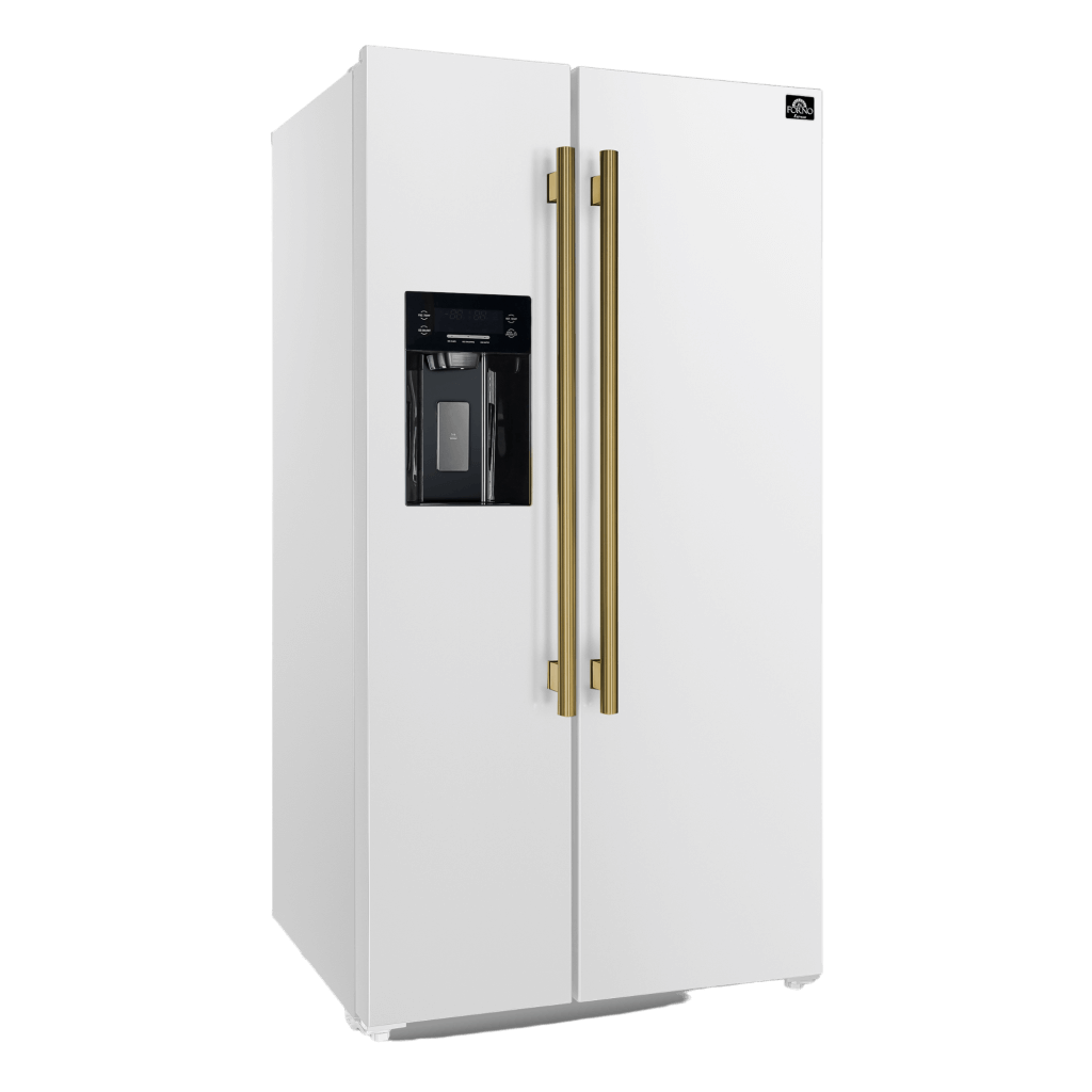 Forno Espresso Salerno 36-inch Side-by-side 20 Cu.ft Refrigerator In White With Ice & Water Dispenser