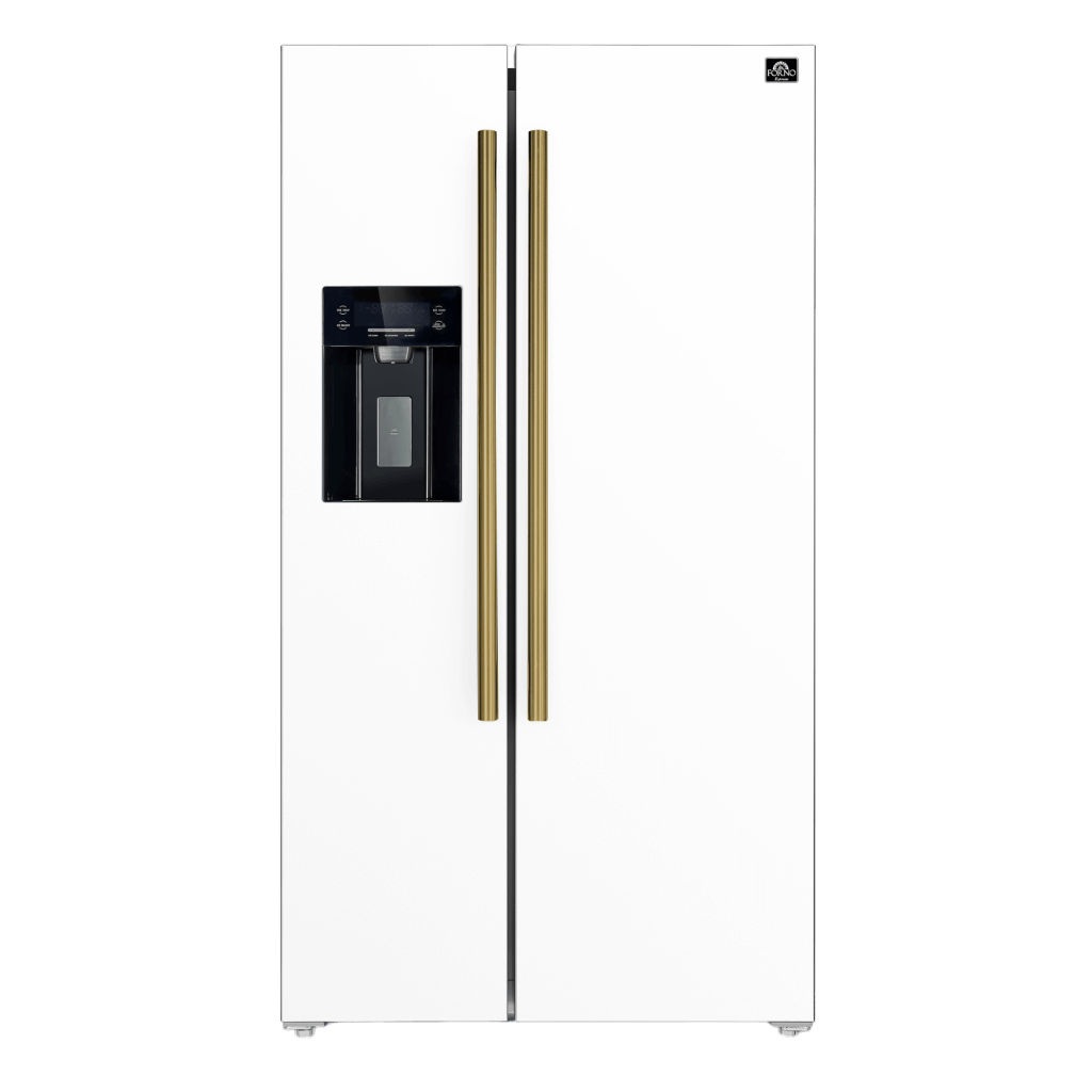 Forno Espresso Salerno 36-inch Side-by-side 20 Cu.ft Refrigerator In White With Ice & Water Dispenser