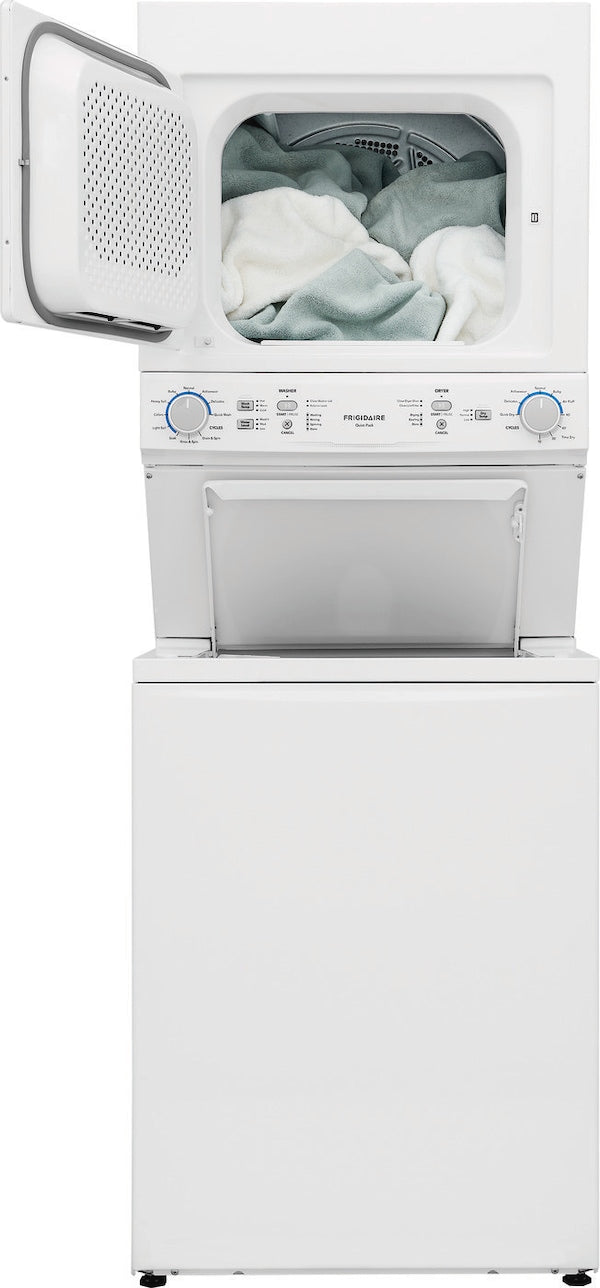 Frigidaire Electric Long Vent Stacked Laundry Center - 3.9 Cu. Ft Washer and 5.5 Cu. Ft. Dryer