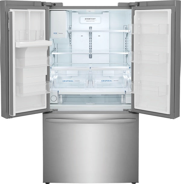 Frigidaire 27.8 Cu. Ft. 36 Inch French Door Refrigerator w/Water dispenser Energy Star Certified: Stainless Steel