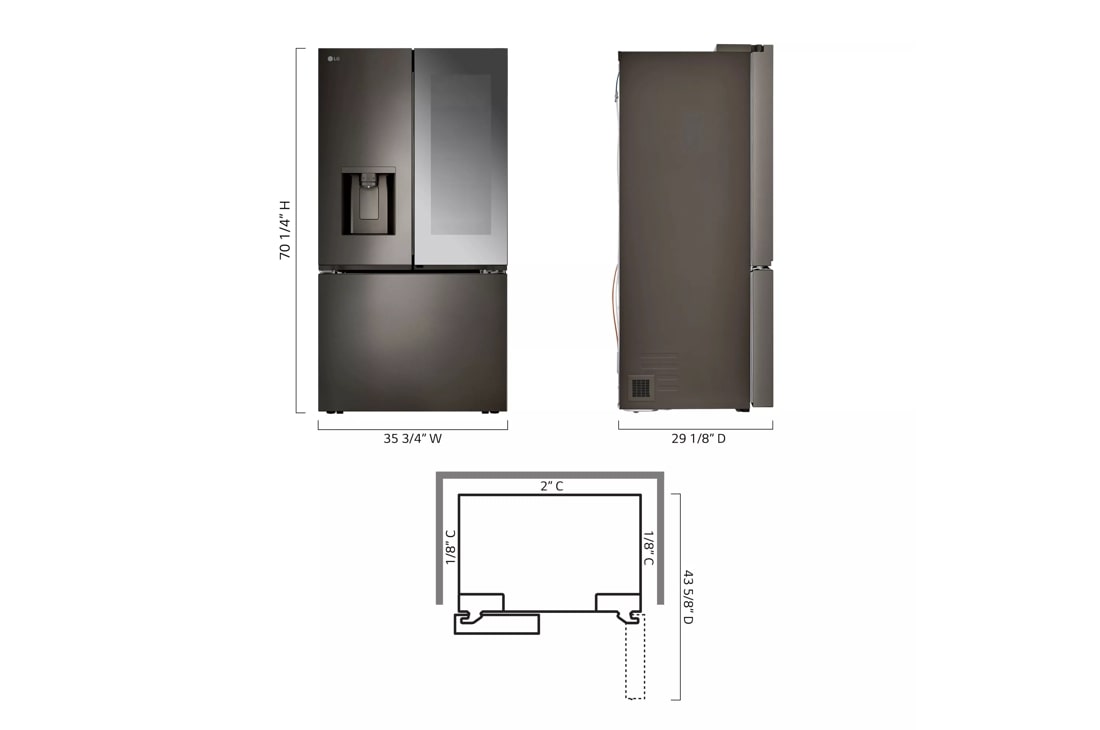 LG 36-inch Wide Counter-Depth Refrigerator - 26 cu. ft. -  Black Stainless Steel