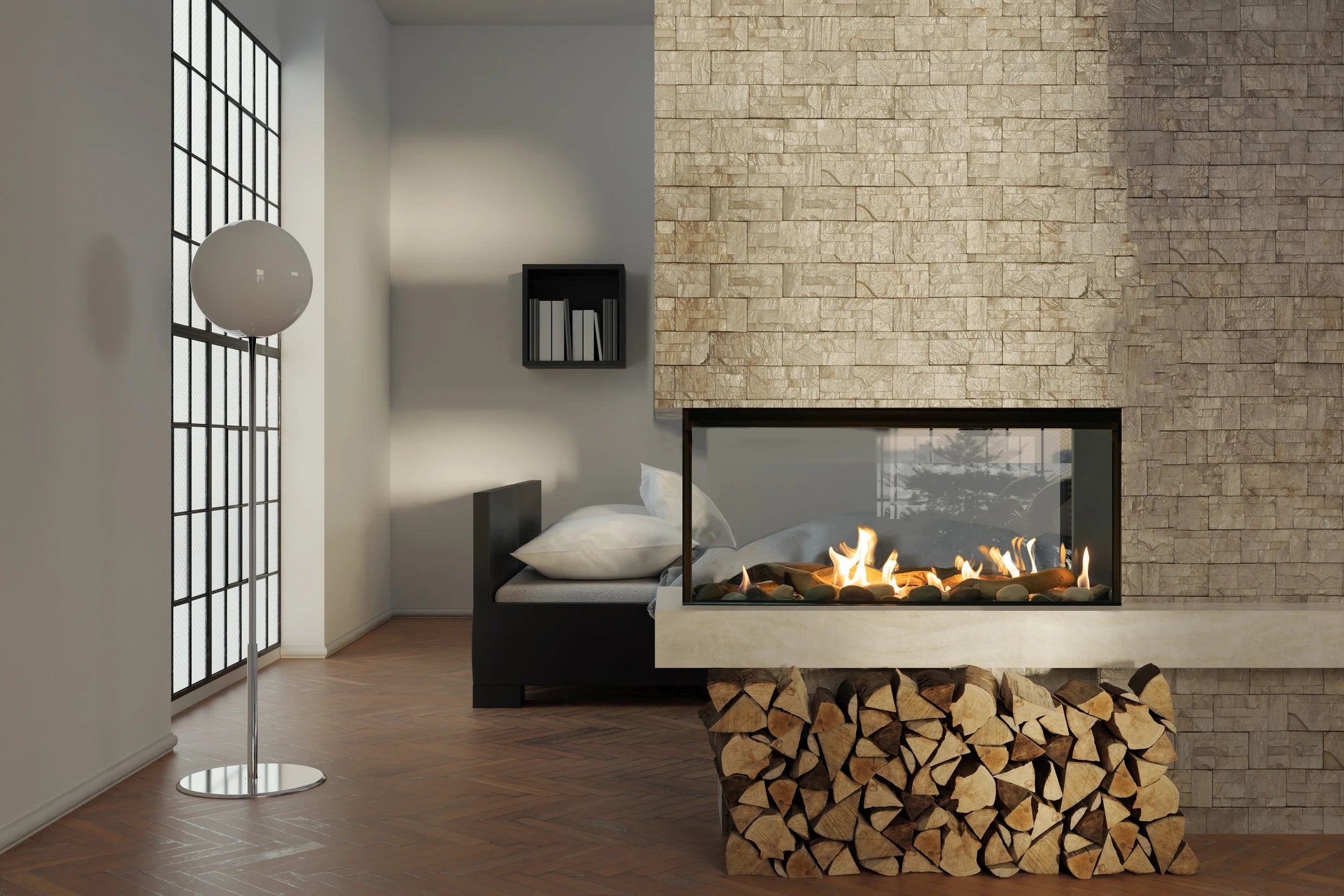 Sierra Lyon – 4 Sided See Through Gas Fireplace