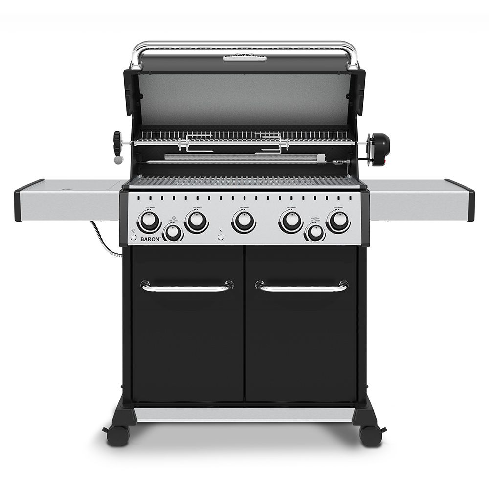 Broil King Baron 590 Pro Stainless Steel 5-Burner Gas Grill with Rotisserie and Side Burner