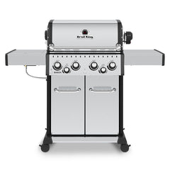 Broil King Baron S490 Pro Stainless Steel Infrared 4-Burner Gas Grill with Rotisserie and Side Burner