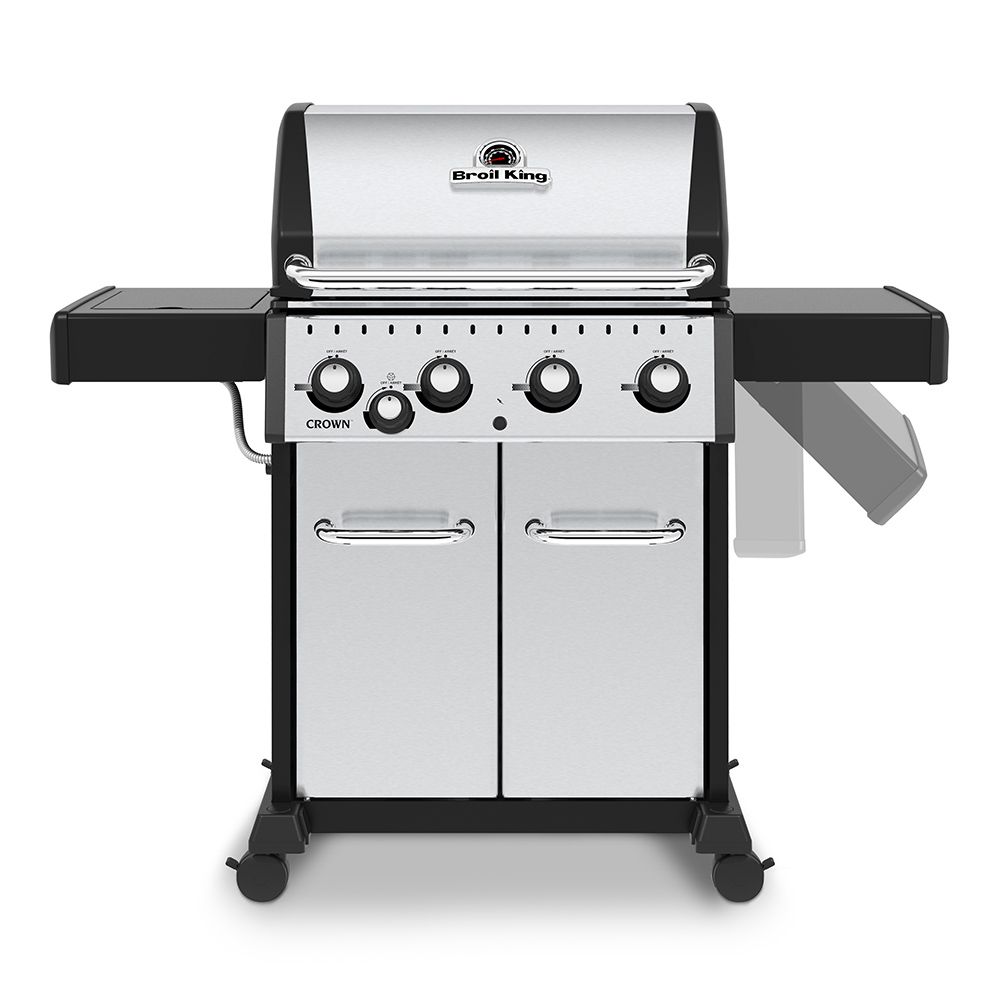 Broil King Crown S440 Stainless Steel 4-Burner Gas Grill Side Burner