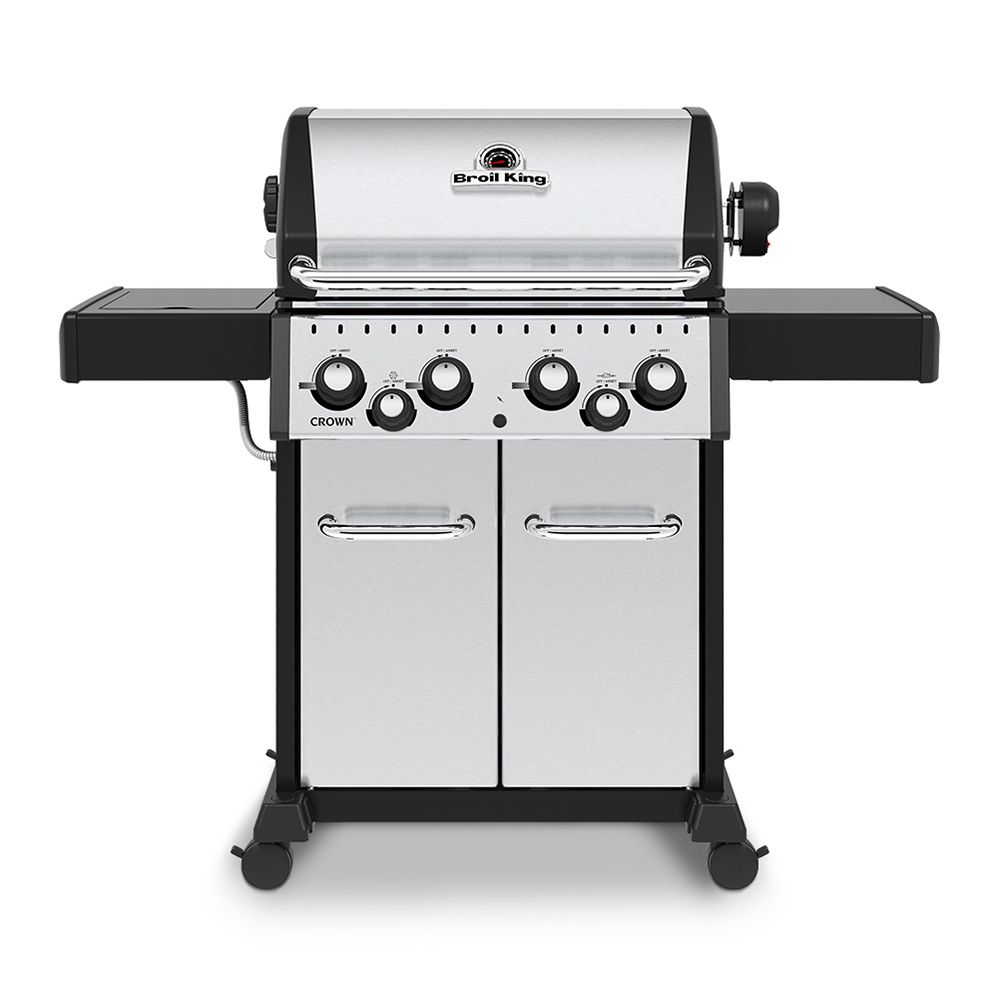 Broil King Crown S490 Stainless Steel 4-Burner Gas Grill with Rotisserie and Side Burner