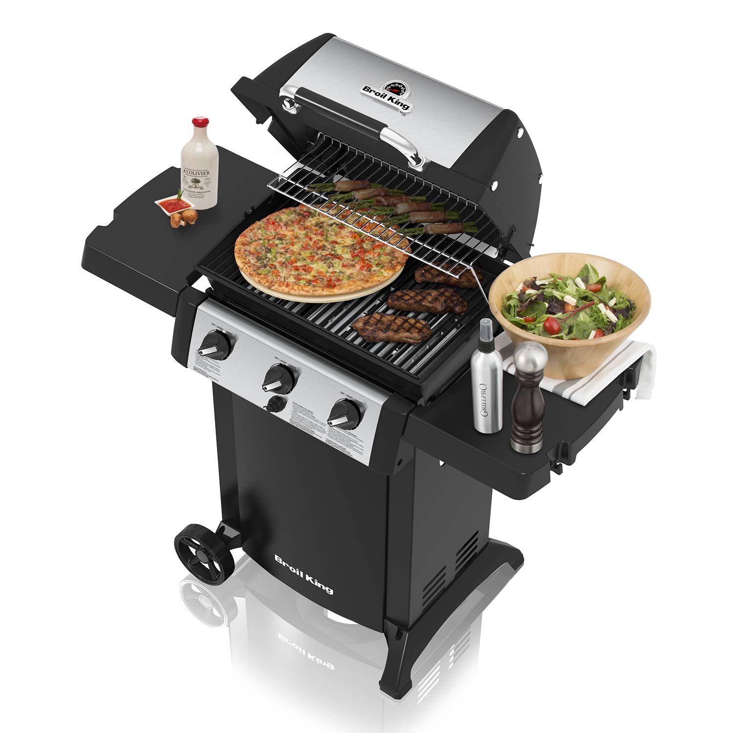 Broil King Gem 320 3-Burner Grill on 2-Wheel Cart, 24-Inches, Propane 814154 LP