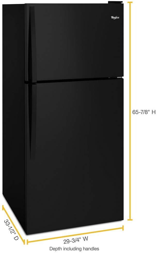 Whirlpool 30-inch Wide Top Freezer Refrigerator - 18 cu. ft. - Black