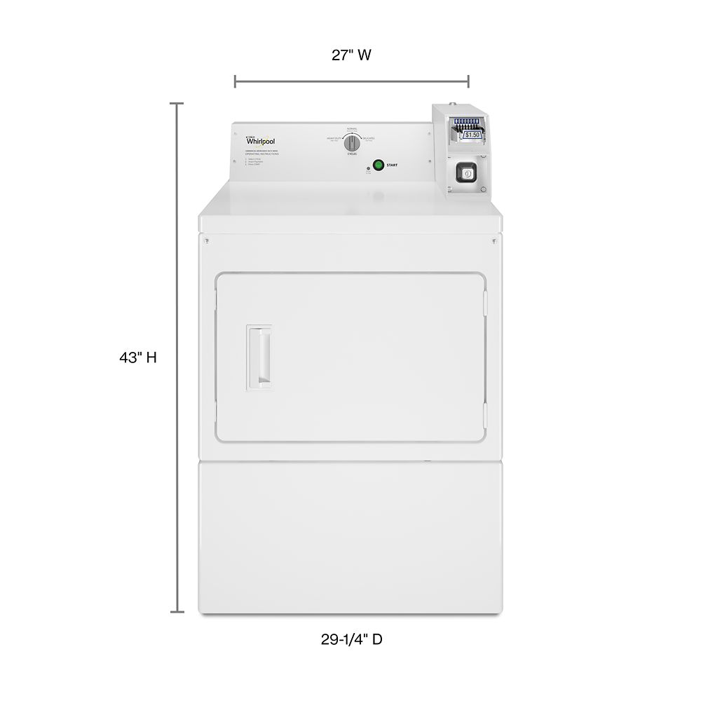 Whirlpool 7.4 Cu. Ft. 240 Volt White Commercial Electric Vented Dryer