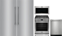 Frigidaire Professional 5-Piece Kitchen Appliance Package – Refrigerator Column, Freezer Column, Slide-In Gas Range, Over-The-Range Microwave & Fully Integrated Dishwasher in Stainless Steel