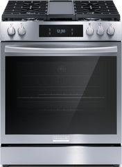 Frigidaire Gallery 4-Piece Kitchen Appliance Package – Freestanding Side-by-Side Refrigerator, Freestanding Gas Range, Fully Integrated Dishwasher & Over-the-Range Microwave in Stainless Steel