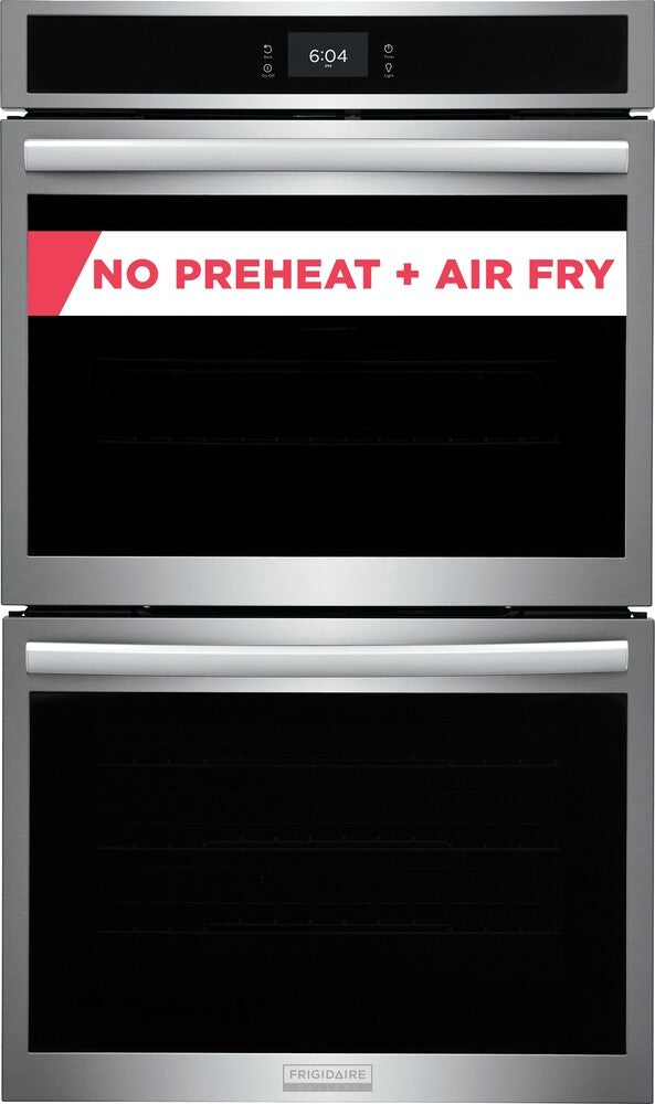 Frigidaire Gallery 5-Piece Kitchen Appliance Package – Counter Depth French Door Refrigerator, Induction Cooktop, Double Electric Wall Oven, Fully Integrated Dishwasher & Wall Mount Chimney Range Hood in Stainless Steel