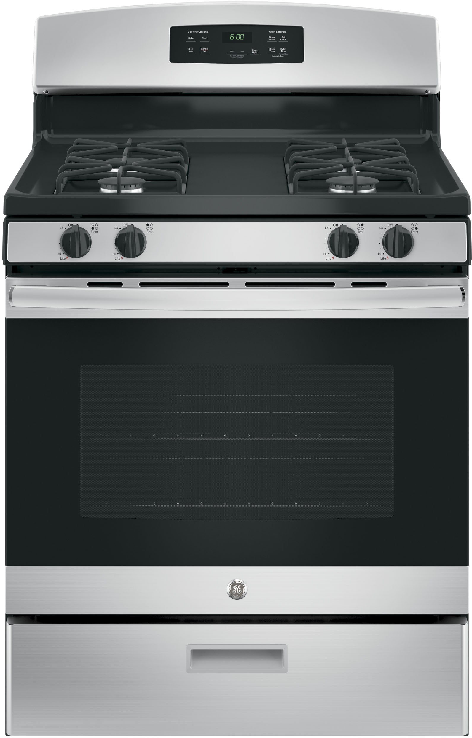 4 Piece Kitchen Appliances Package with Top Freezer Refrigerator, Gas Range, Dishwasher and Over the Range Microwave in Stainless Steel