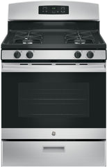 4 Piece Kitchen Appliances Package with French Door Refrigerator, Gas Range, Dishwasher and Over the Range Microwave in Stainless Steel