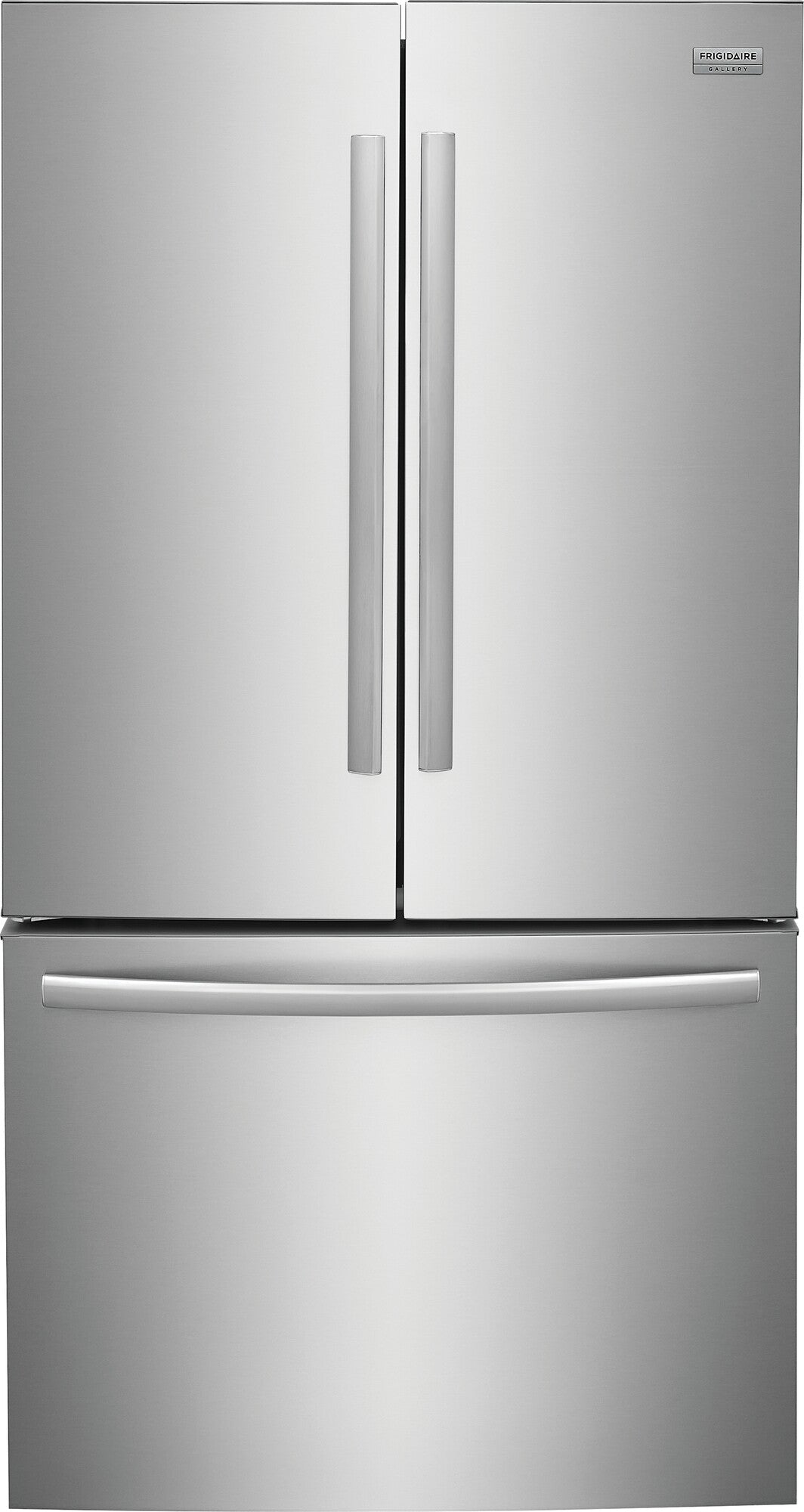 Frigidaire Gallery 5-Piece Kitchen Appliance Package – Counter Depth French Door Refrigerator, Induction Cooktop, Double Electric Wall Oven, Fully Integrated Dishwasher & Wall Mount Chimney Range Hood in Stainless Steel