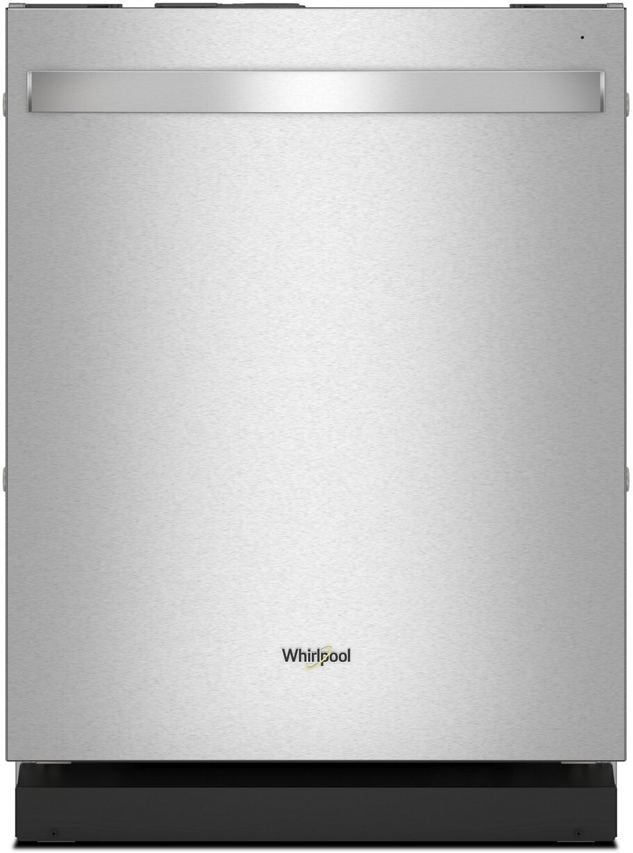 Whirlpool 4-Piece Kitchen Appliance Package – French Door Refrigerator, Slide-In Electric Range, Fully Integrated Dishwasher & Over-the-Range Microwave Oven in Fingerprint-Resistant Stainless Steel