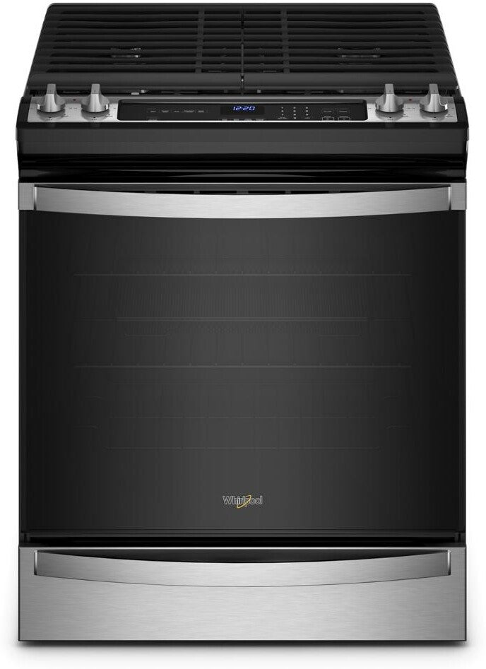 Whirlpool 4-Piece Kitchen Appliance Package – French Door Refrigerator, Slide-In Gas Range, Fully Integrated Dishwasher & Over-the-Range Microwave in Stainless Steel
