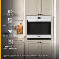 Whirlpool 5.0 Cu. Ft. Single Wall Oven with Air Fry When Connected - White