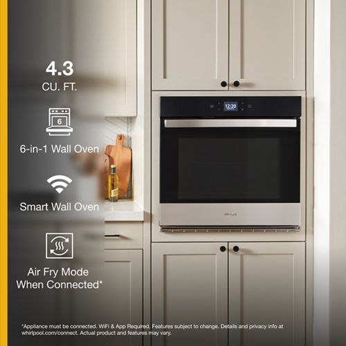 Whirlpool 4.3 Cu. Ft. Single Wall Oven with Air Fry When Connected - Stainless Steel