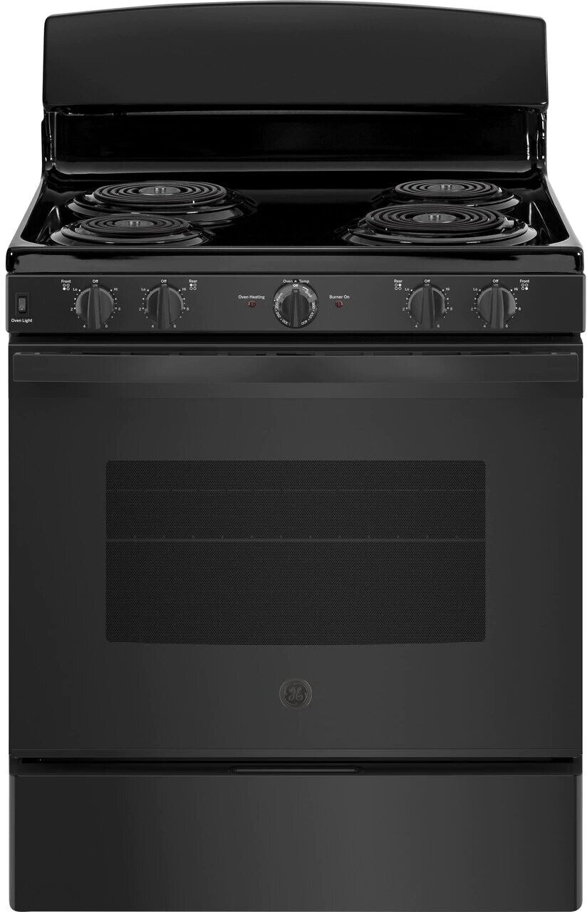 4 Piece Kitchen Appliances Package with Top Freezer Refrigerator, Electric Range, Dishwasher and Over the Range Microwave in Black