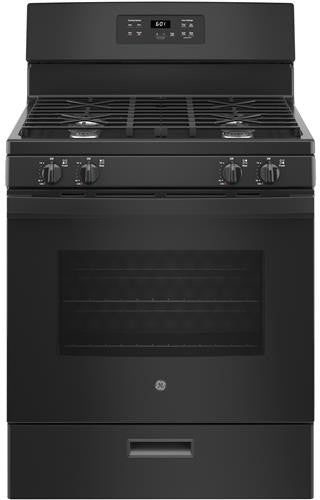 4 Piece Kitchen Appliances Package with Top Freezer Refrigerator, Gas Range, Dishwasher and Over the Range Microwave in Black