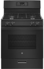 4 Piece Kitchen Appliances Package with Top Freezer Refrigerator, Gas Range, Dishwasher and Over the Range Microwave in Black