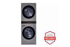 LG 4.5 Cu. Ft. HE Smart Front Load Washer and 7.4 Cu. Ft. Gas Dryer WashTower with Built-In Intelligence - Graphite Steel