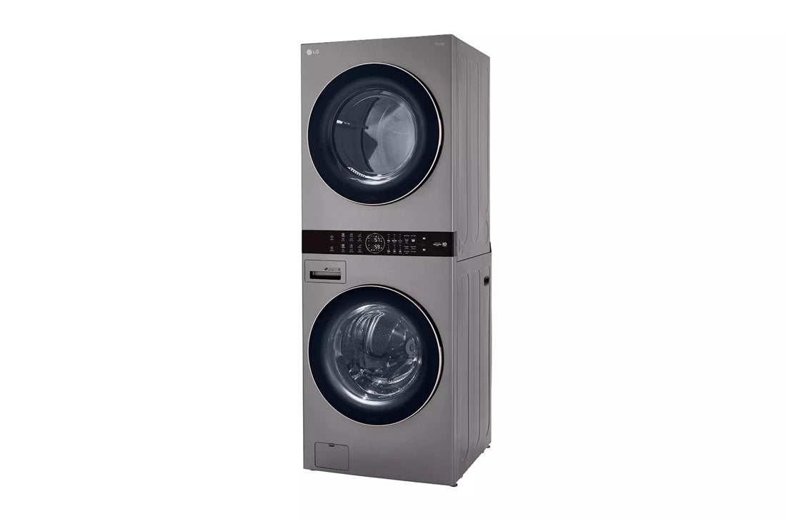 LG 4.5 Cu. Ft. HE Smart Front Load Washer and 7.4 Cu. Ft. Gas Dryer WashTower with Built-In Intelligence - Graphite Steel