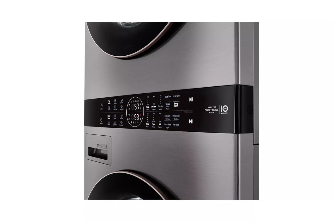 LG 4.5 Cu. Ft. HE Smart Front Load Washer and 7.4 Cu. Ft. Gas Dryer WashTower with Built-In Intelligence - Graphite Steel