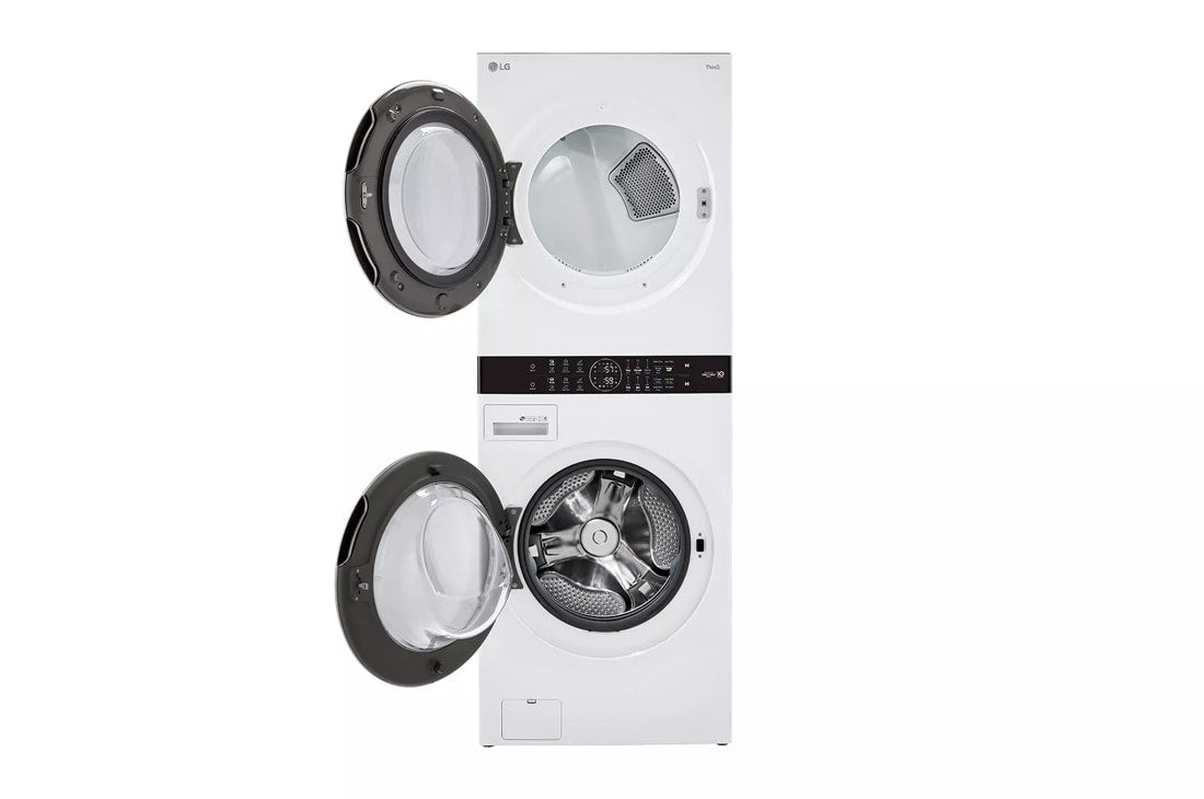 LG 4.5 Cu. Ft. HE Smart Front Load Washer and 7.4 Cu. Ft. Electric Dryer WashTower with Built-In Intelligence - White