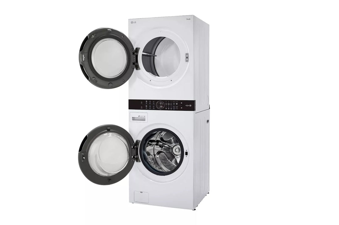 LG 4.5 Cu. Ft. HE Smart Front Load Washer and 7.4 Cu. Ft. Electric Dryer WashTower with Built-In Intelligence - White