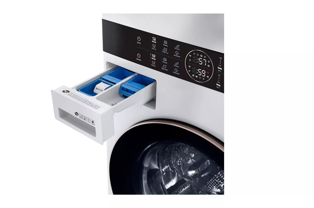 LG 4.5 Cu. Ft. HE Smart Front Load Washer and 7.4 Cu. Ft. Electric Dryer WashTower with Built-In Intelligence - White