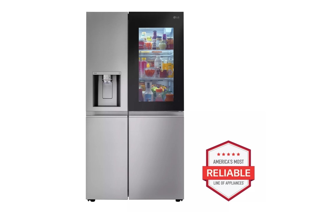 LG 36-inch Wide InstaView Side-by-Side Refrigerator - 27 cu. ft. - Print Proof Stainless Steel