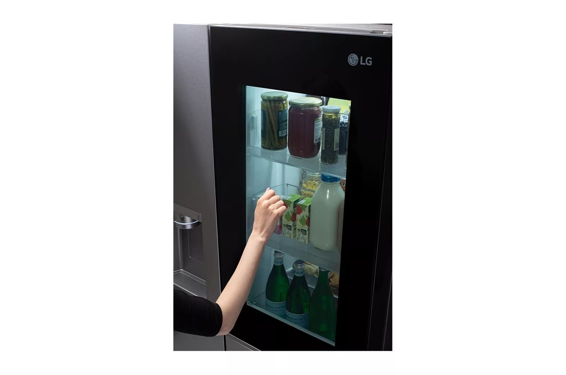 LG 36-inch Wide InstaView Side-by-Side Refrigerator - 27 cu. ft. - Print Proof Stainless Steel