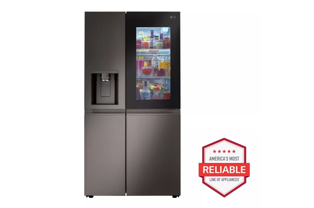 LG 36-inch Wide InstaView Side-by-Side Refrigerator - 27 cu. ft. - BLACK STAINLESS STEEL