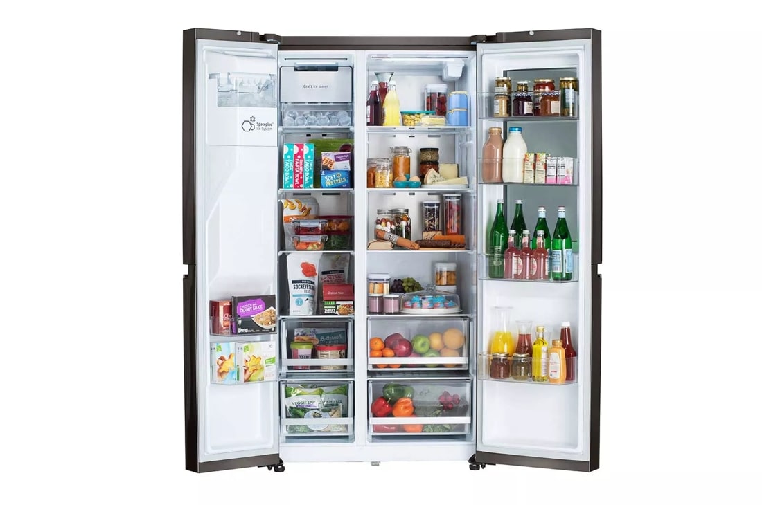 LG 36-inch Wide InstaView Side-by-Side Refrigerator - 27 cu. ft. - BLACK STAINLESS STEEL