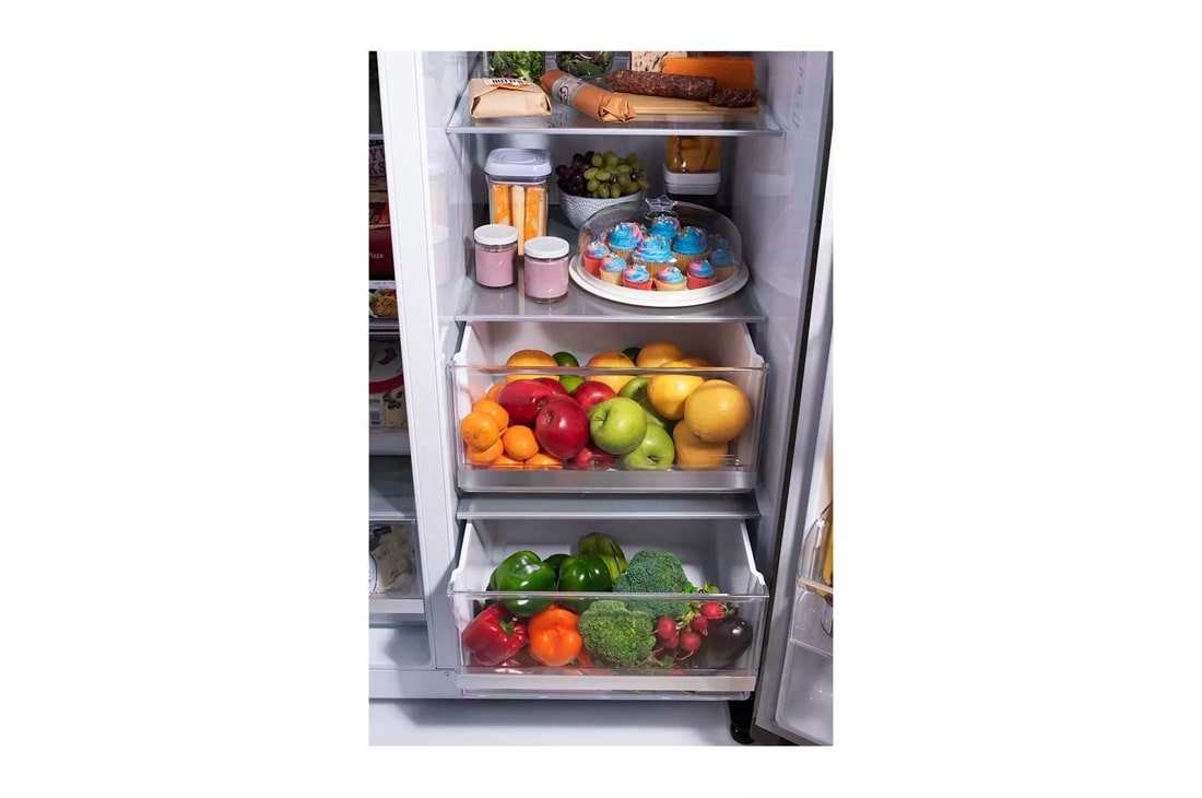 LG 36-inch Wide InstaView Side-by-Side Refrigerator - 27 cu. ft. - BLACK STAINLESS STEEL