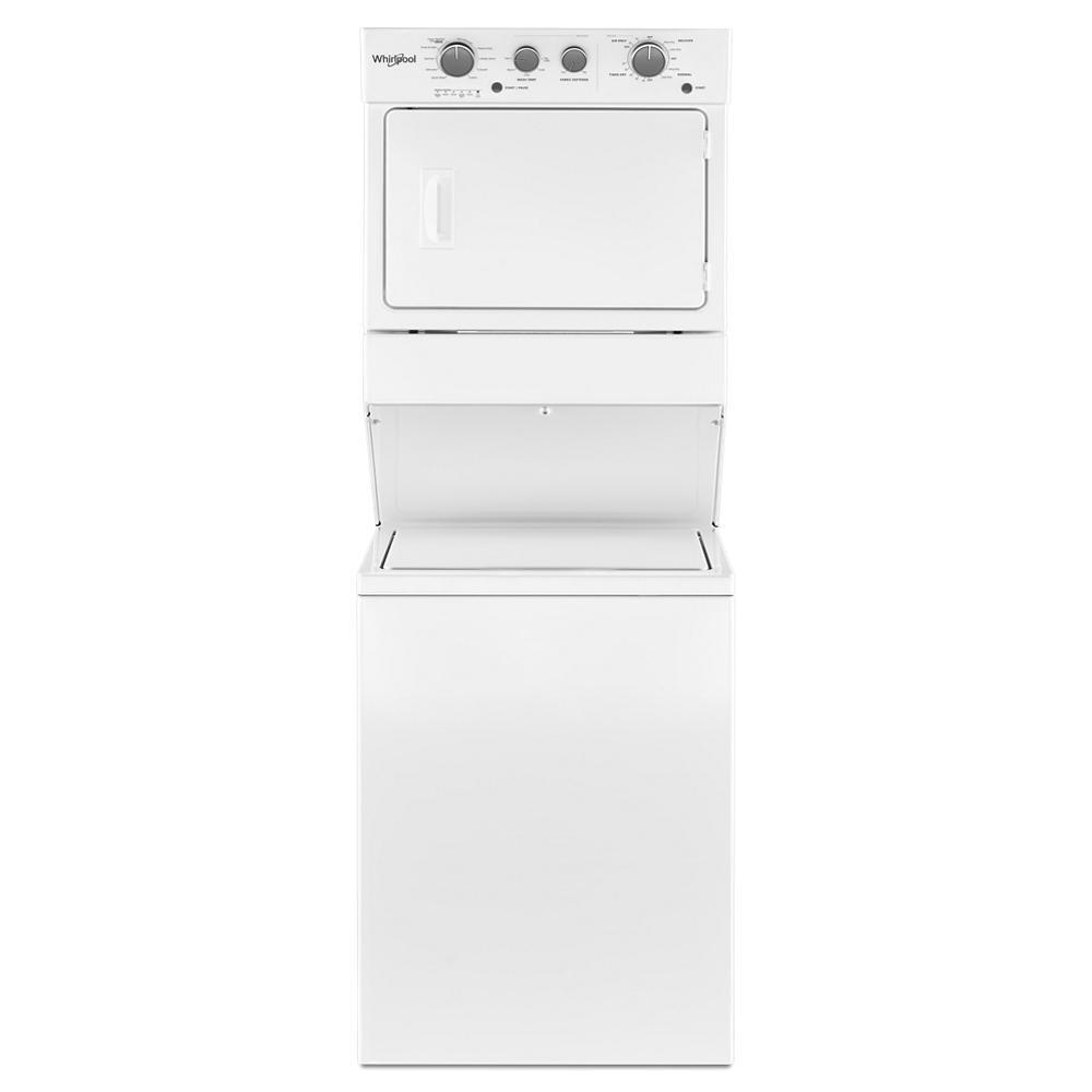 Whirlpool 27" Gas Stacked Washer and Laundry Center with Dual Action Agitator and AutoDry Drying System - White