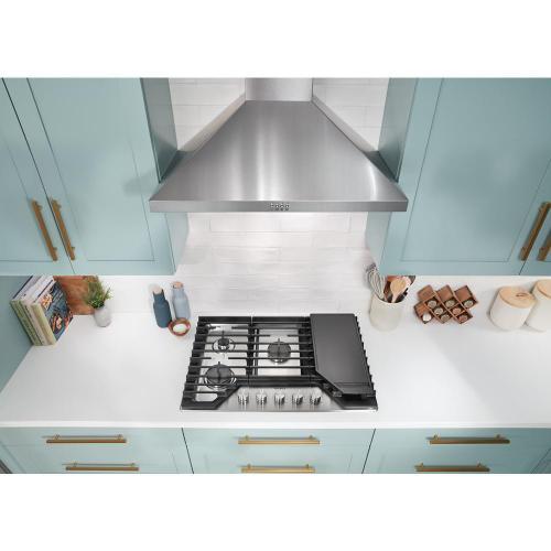 Whirlpool 30-inch Gas Cooktop with 2-in-1 Hinged Grate to Griddle - Stainless Steel