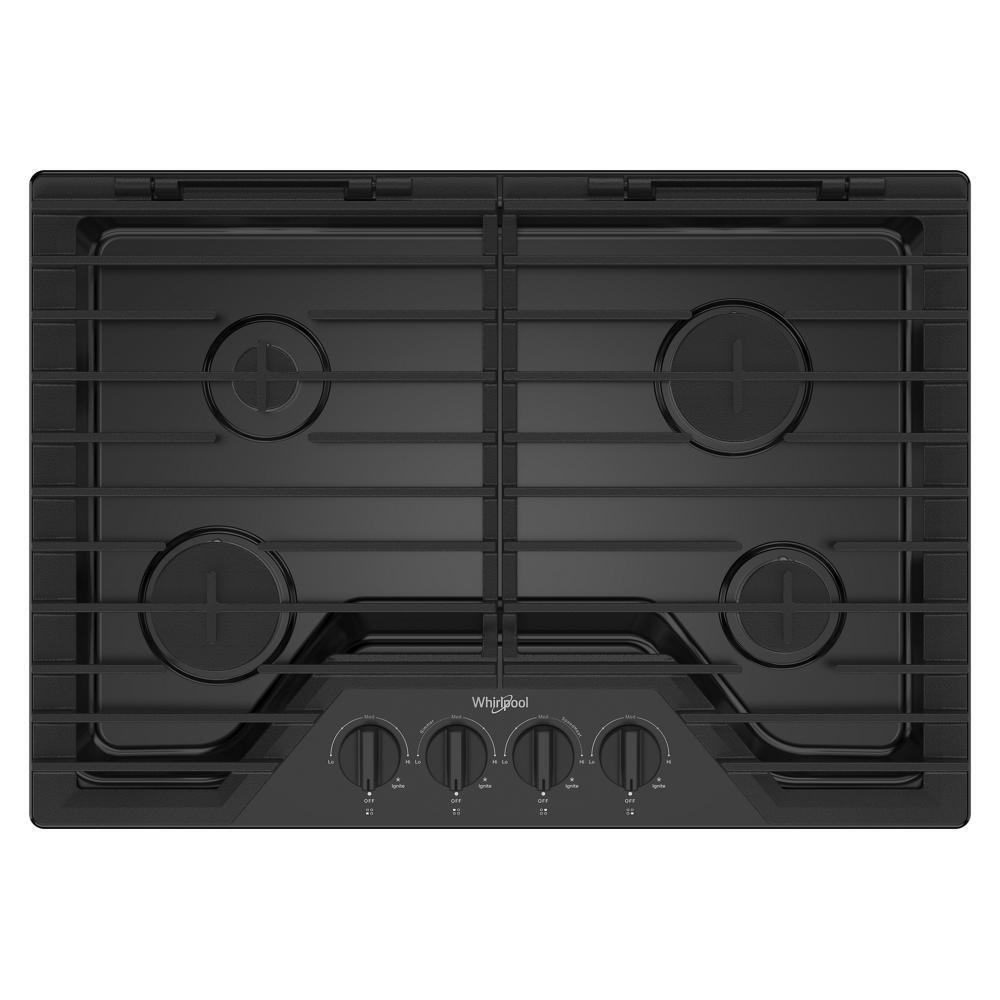 Whirlpool 30-inch Gas Cooktop with EZ-2-Lift Hinged Cast-Iron Grates - Black