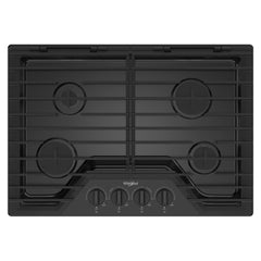 Whirlpool 30-inch Gas Cooktop with EZ-2-Lift Hinged Cast-Iron Grates - Black