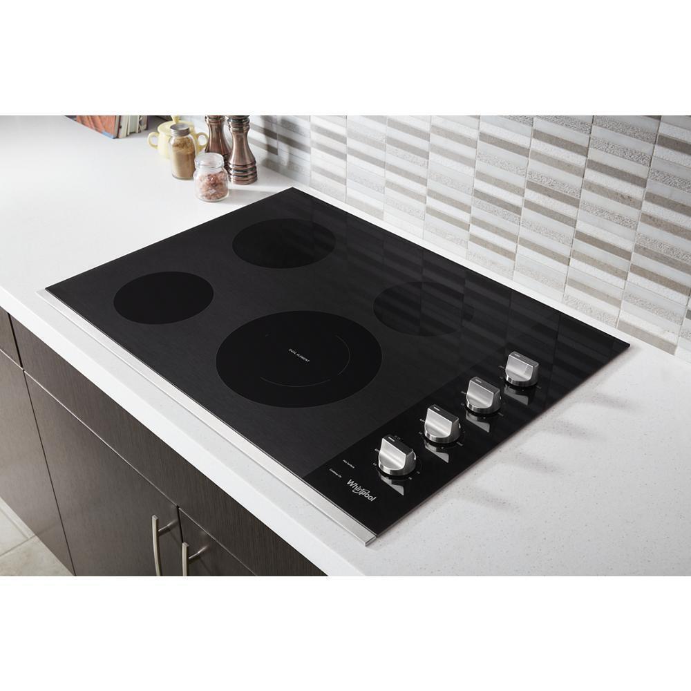 Whirlpool 30-inch Electric Ceramic Glass Cooktop with Dual Radiant Element - Stainless Steel